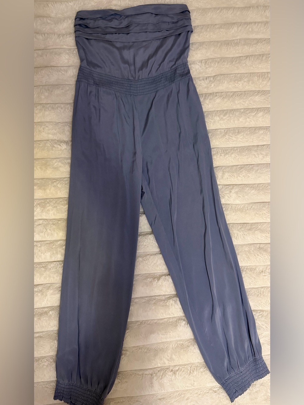 bebe Strapless Navy Blue Jumpsuit